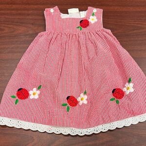 Little Bitty Size 3 Adorable Red Gingham Ladybug Dress for girls